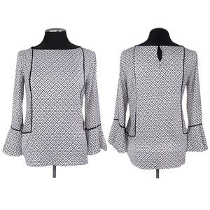 LOFT - Mosaic Mixed Media Bell Sleeve Blouse